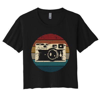 Vintage Camera Retro Photography Photographer Gift Women's Crop Top Tee