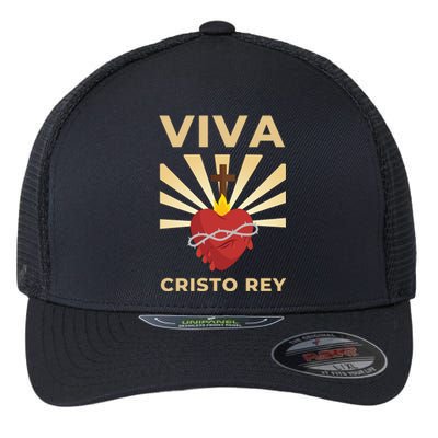 Viva Cristo Rey Roman Catholic Gift Flexfit Unipanel Trucker Cap