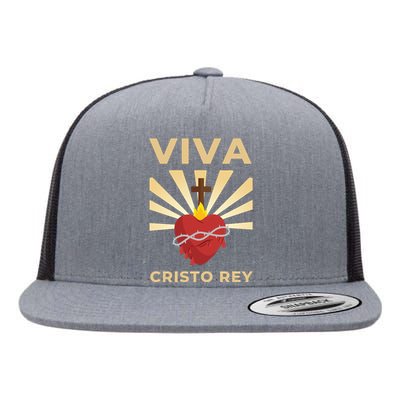 Viva Cristo Rey Roman Catholic Gift Flat Bill Trucker Hat