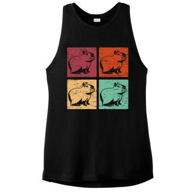 Vintage Capybara Rodent Animals Capybaras Ladies PosiCharge Tri-Blend Wicking Tank