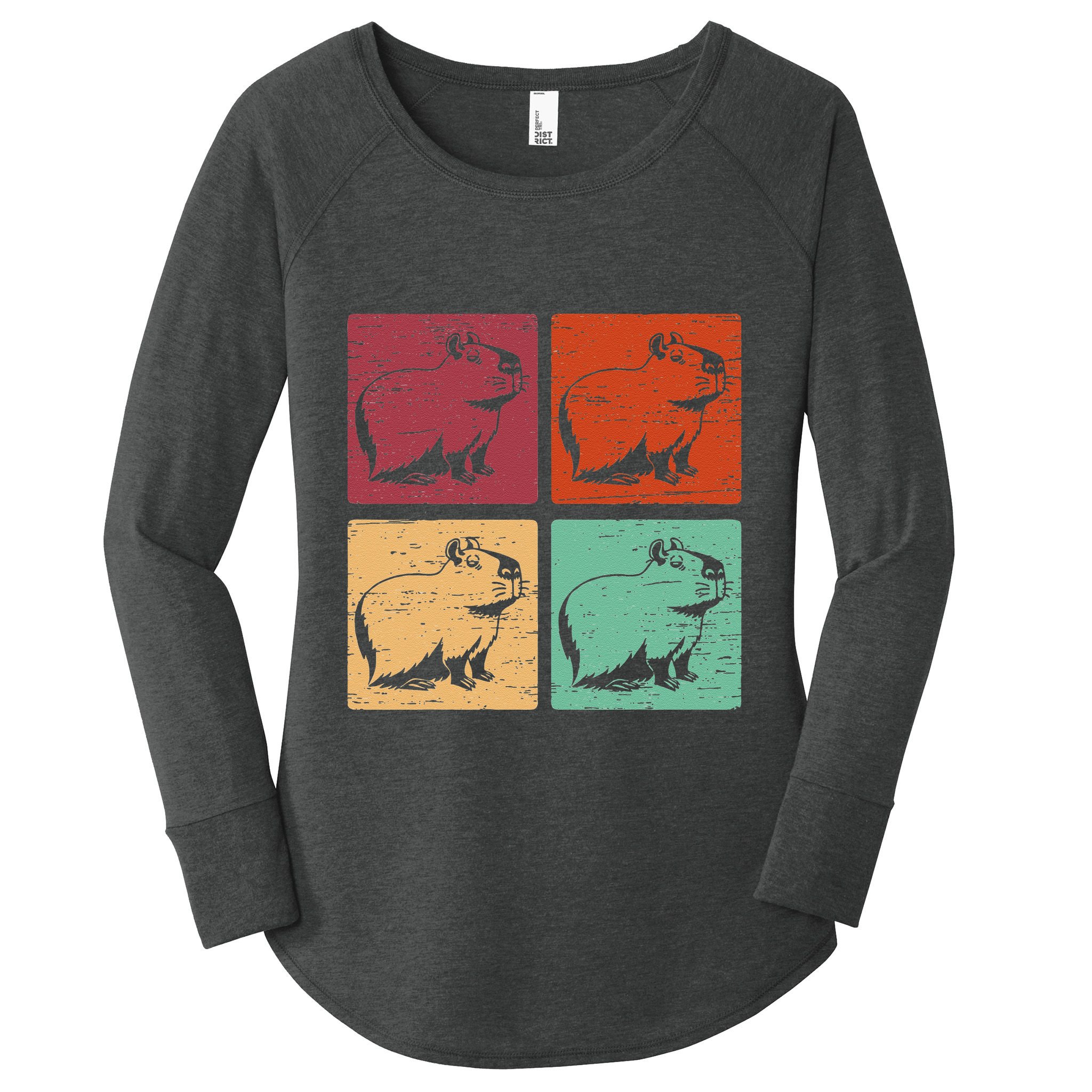 Vintage Capybara Rodent Animals Capybaras Women's Perfect Tri Tunic Long Sleeve Shirt