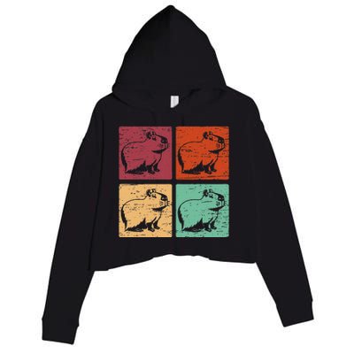 Vintage Capybara Rodent Animals Capybaras Crop Fleece Hoodie