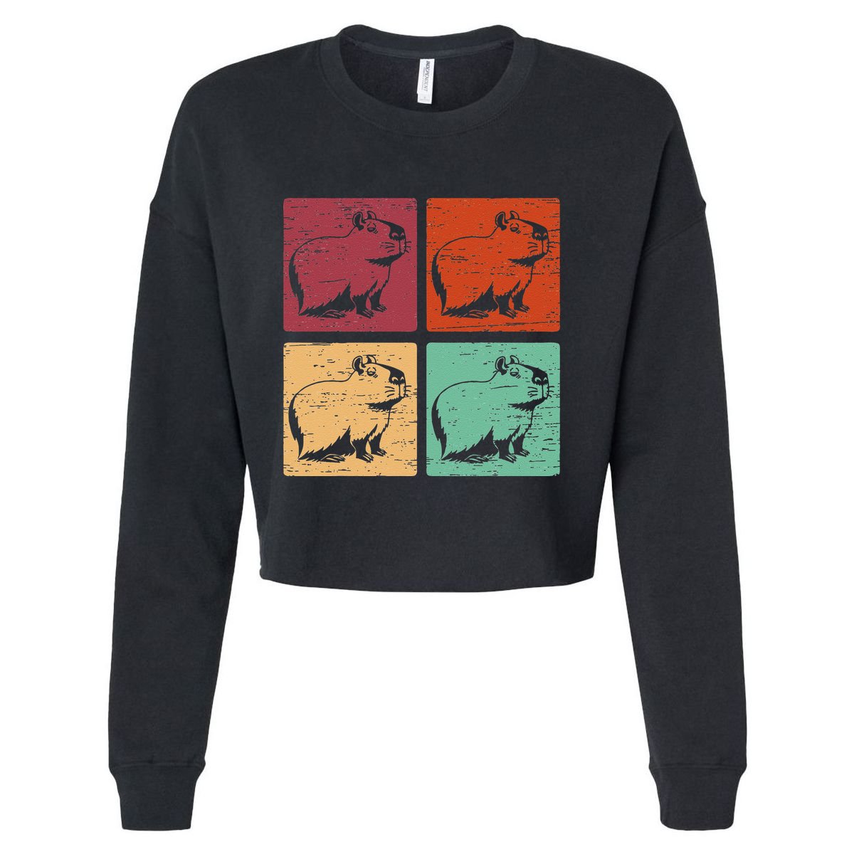 Vintage Capybara Rodent Animals Capybaras Cropped Pullover Crew