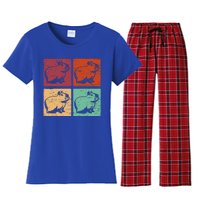 Vintage Capybara Rodent Animals Capybaras Women's Flannel Pajama Set