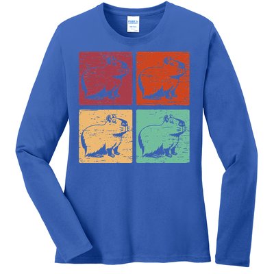 Vintage Capybara Rodent Animals Capybaras Ladies Long Sleeve Shirt