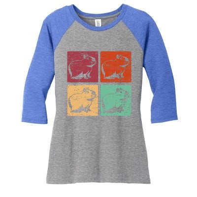 Vintage Capybara Rodent Animals Capybaras Women's Tri-Blend 3/4-Sleeve Raglan Shirt