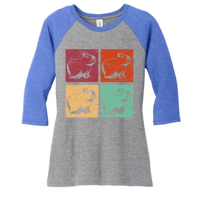 Vintage Capybara Rodent Animals Capybaras Women's Tri-Blend 3/4-Sleeve Raglan Shirt