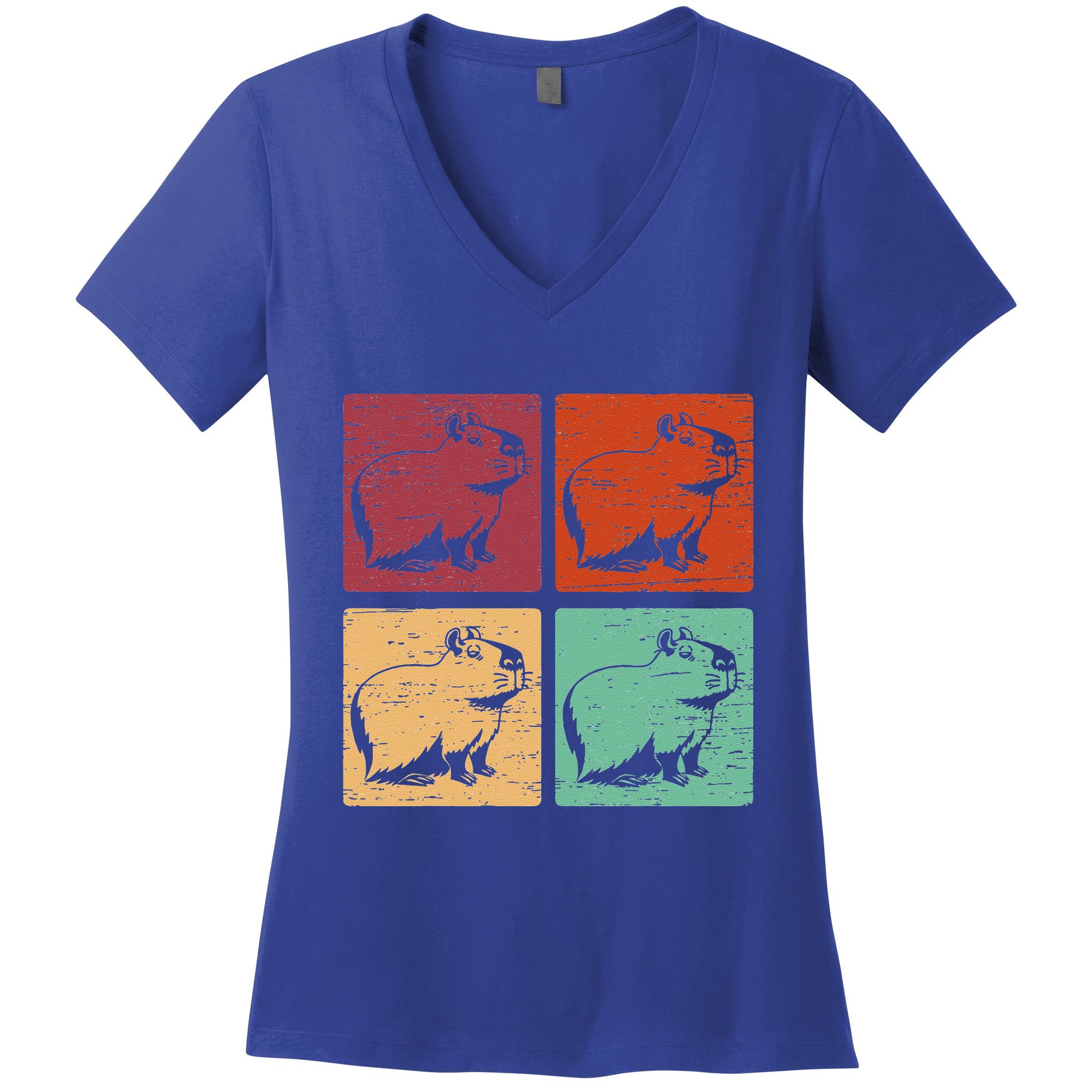 Vintage Capybara Rodent Animals Capybaras Women's V-Neck T-Shirt