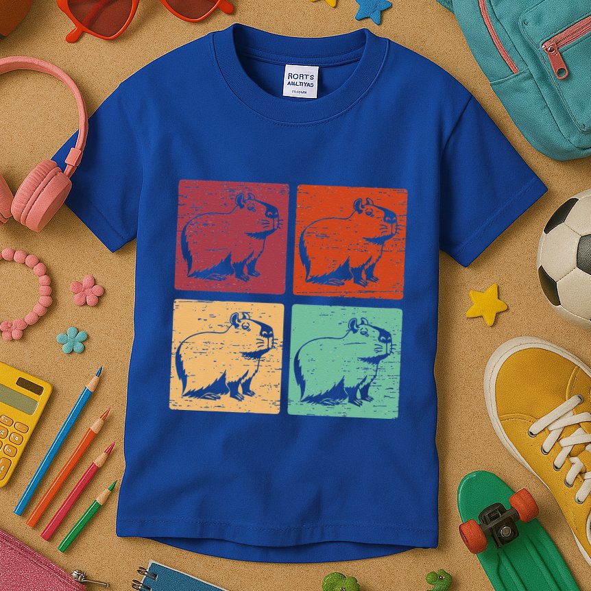 Vintage Capybara Rodent Animals Capybaras Kids T-Shirt