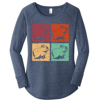 Vintage Capybara Rodent Animals Capybaras Women's Perfect Tri Tunic Long Sleeve Shirt