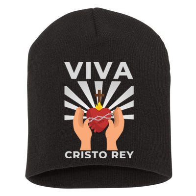 Viva Cristo Rey Roman Catholic Gift Short Acrylic Beanie