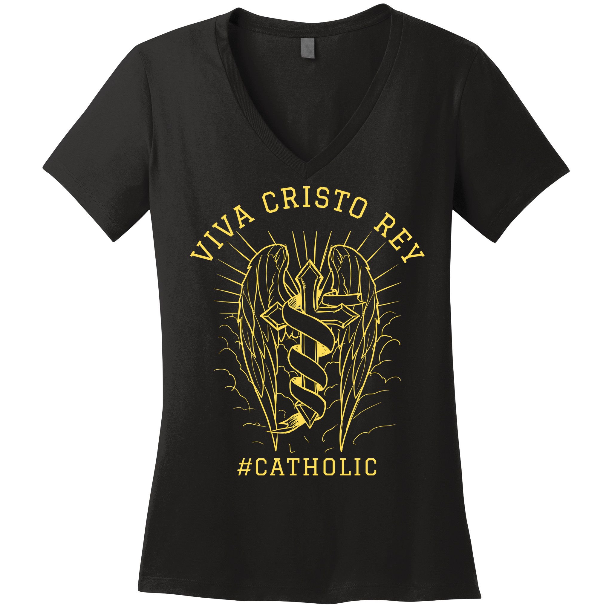 Viva Cristo Rey Roman Catholic Gift Women's V-Neck T-Shirt
