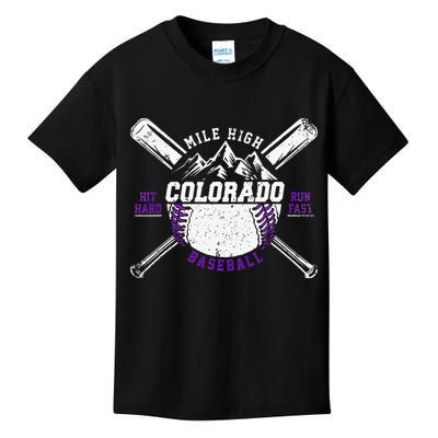 Vintage Colorado Rocky Mountains Retro Baseball Fan Kids T-Shirt