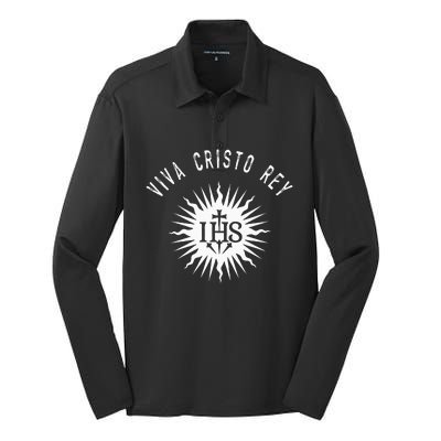 Viva Cristo Rey Roman Catholic Cristeros Silk Touch Performance Long Sleeve Polo