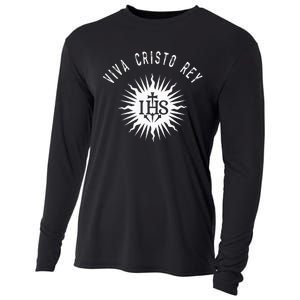 Viva Cristo Rey Roman Catholic Cristeros Cooling Performance Long Sleeve Crew