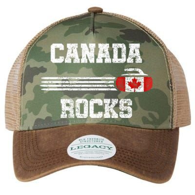 Vintage Canada Rocks Curling Gift Cool Gift Legacy Tie Dye Trucker Hat