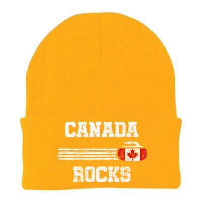 Vintage Canada Rocks Curling Gift Cool Gift Knit Cap Winter Beanie