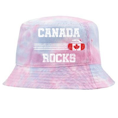 Vintage Canada Rocks Curling Gift Cool Gift Tie-Dyed Bucket Hat