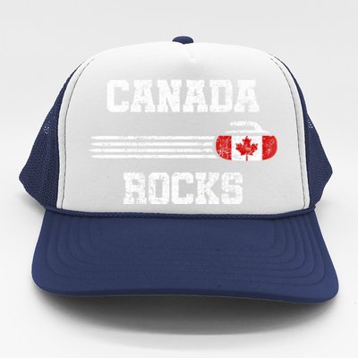 Vintage Canada Rocks Curling Gift Cool Gift Trucker Hat