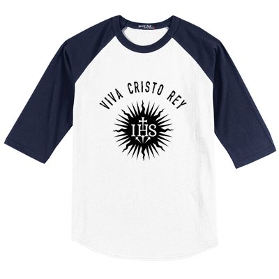 Viva Cristo Rey Catholic Cristeros Gift Baseball Sleeve Shirt