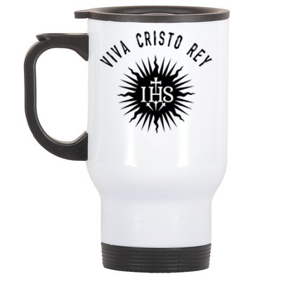 Viva Cristo Rey Catholic Cristeros Gift Stainless Steel Travel Mug