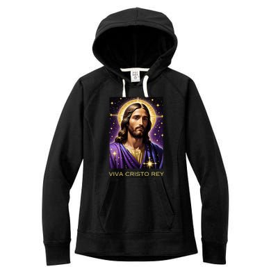 Viva Cristo Rey Catholic Jesus Christ The King Women's Fleece Hoodie