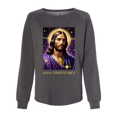 Viva Cristo Rey Catholic Jesus Christ The King Womens California Wash Sweatshirt