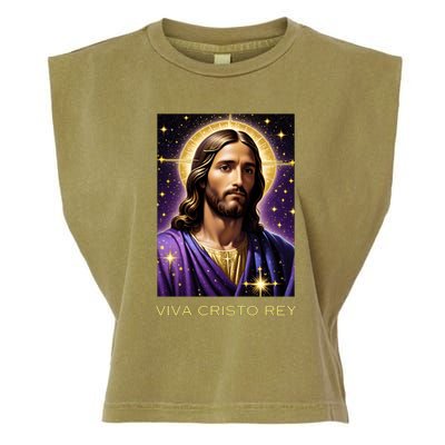 Viva Cristo Rey Catholic Jesus Christ The King Garment-Dyed Women's Muscle Tee