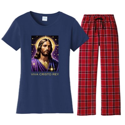 Viva Cristo Rey Catholic Jesus Christ The King Women's Flannel Pajama Set