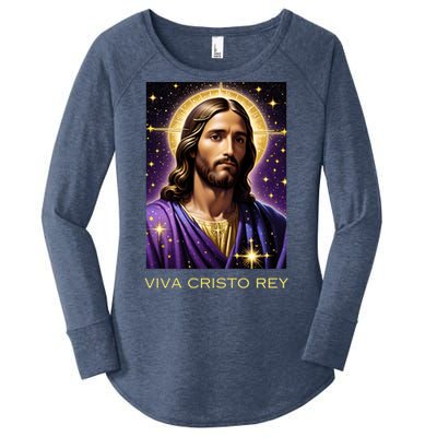 Viva Cristo Rey Catholic Jesus Christ The King Women's Perfect Tri Tunic Long Sleeve Shirt