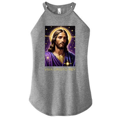 Viva Cristo Rey Catholic Jesus Christ The King Women's Perfect Tri Rocker Tank