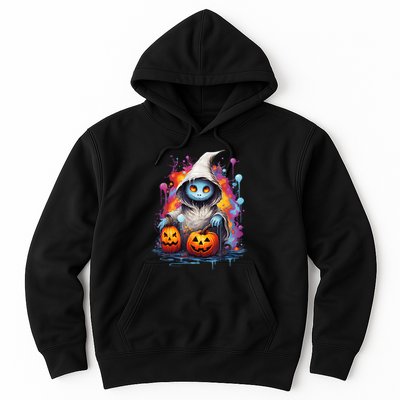 Vintage Costume Retro Scary Halloween Ghost And Pumpkins Hoodie