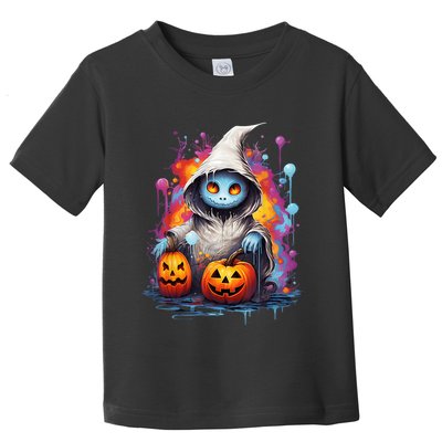 Vintage Costume Retro Scary Halloween Ghost And Pumpkins Toddler T-Shirt