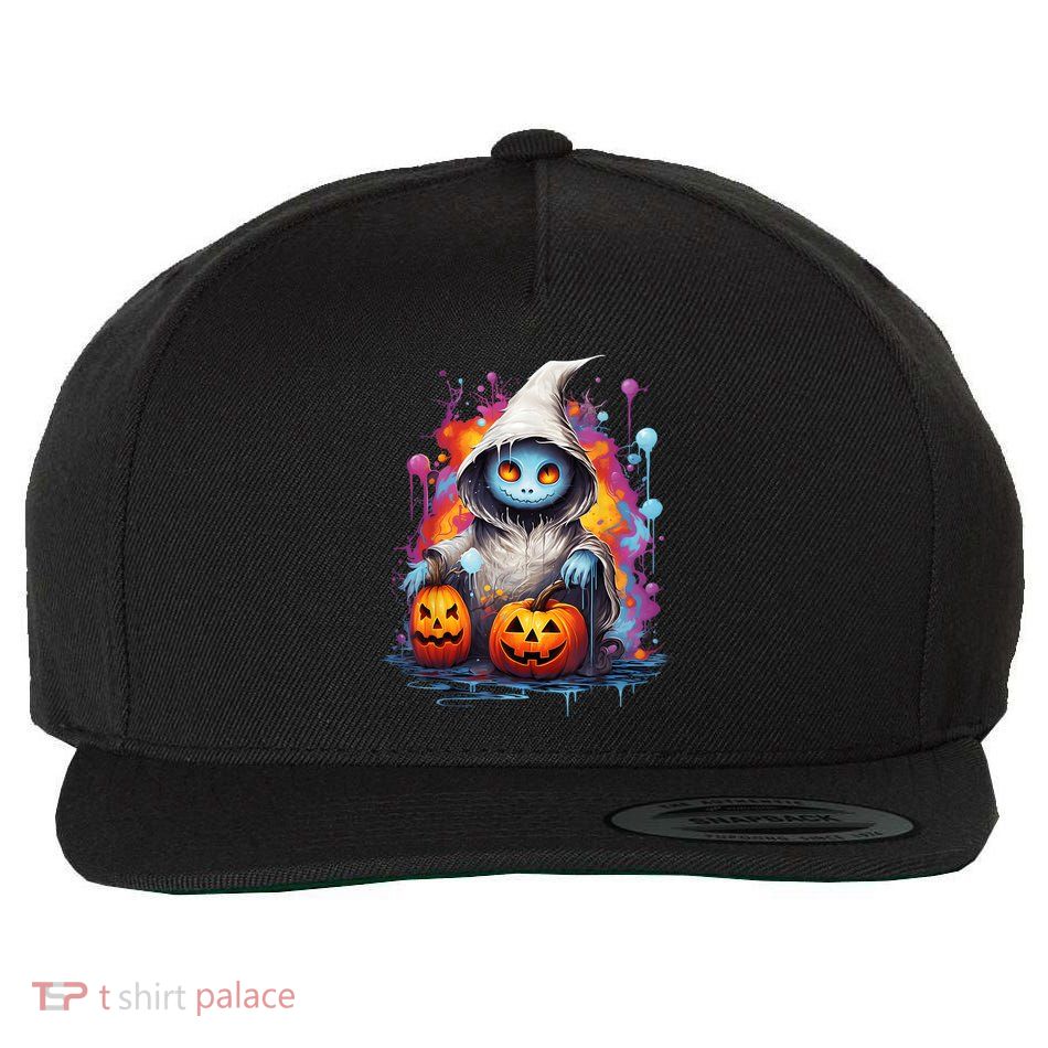 Vintage Costume Retro Scary Halloween Ghost And Pumpkins Wool Snapback Cap
