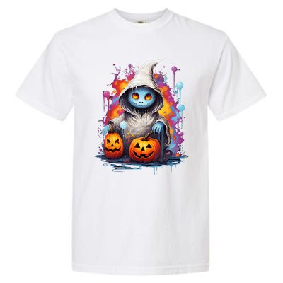 Vintage Costume Retro Scary Halloween Ghost And Pumpkins Garment-Dyed Heavyweight T-Shirt