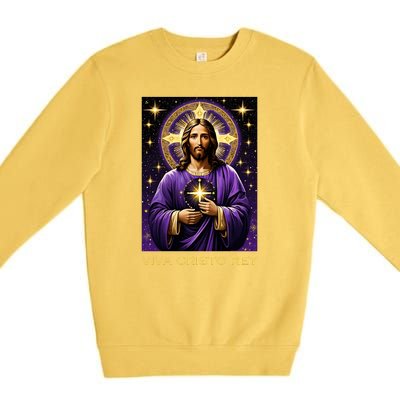 Viva Cristo Rey Catholic Jesus Christ The King Premium Crewneck Sweatshirt