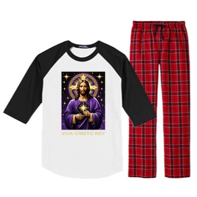 Viva Cristo Rey Catholic Jesus Christ The King Raglan Sleeve Pajama Set