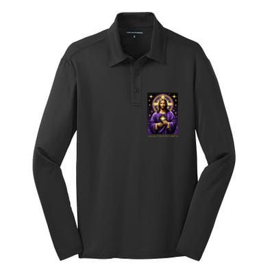 Viva Cristo Rey Catholic Jesus Christ The King Silk Touch Performance Long Sleeve Polo