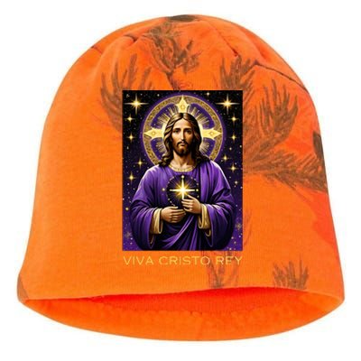 Viva Cristo Rey Catholic Jesus Christ The King Kati - Camo Knit Beanie