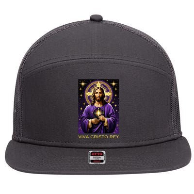 Viva Cristo Rey Catholic Jesus Christ The King 7 Panel Mesh Trucker Snapback Hat