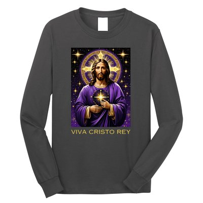 Viva Cristo Rey Catholic Jesus Christ The King Long Sleeve Shirt