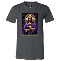 Viva Cristo Rey Catholic Jesus Christ The King V-Neck T-Shirt