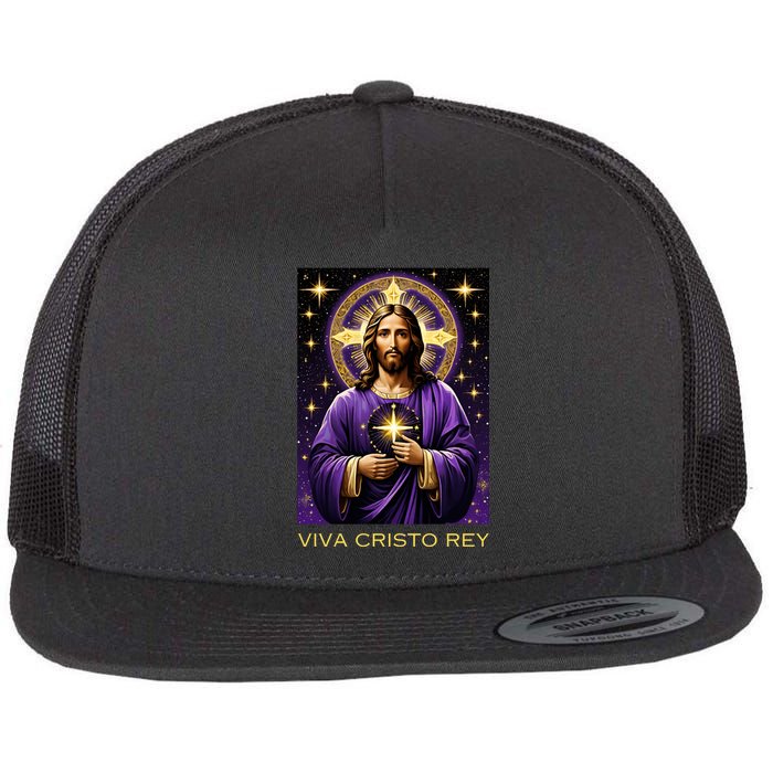 Viva Cristo Rey Catholic Jesus Christ The King Flat Bill Trucker Hat