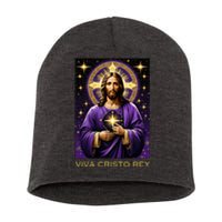 Viva Cristo Rey Catholic Jesus Christ The King Short Acrylic Beanie