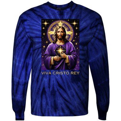 Viva Cristo Rey Catholic Jesus Christ The King Tie-Dye Long Sleeve Shirt