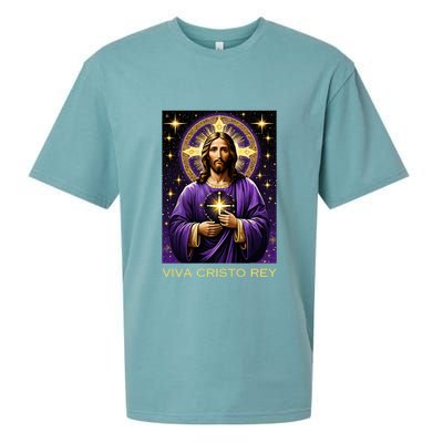 Viva Cristo Rey Catholic Jesus Christ The King Sueded Cloud Jersey T-Shirt