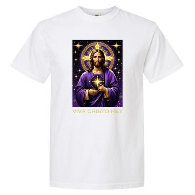 Viva Cristo Rey Catholic Jesus Christ The King Garment-Dyed Heavyweight T-Shirt