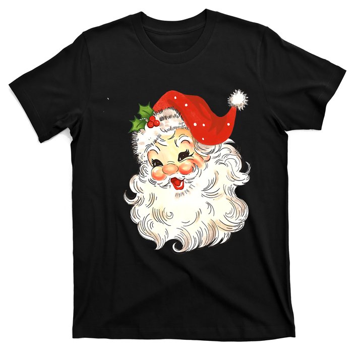 Vintage Christmas Santa Claus Face Old Fashioned T-Shirt