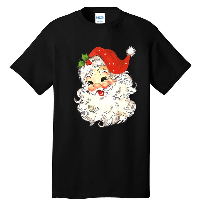 Vintage Christmas Santa Claus Face Old Fashioned Tall T-Shirt