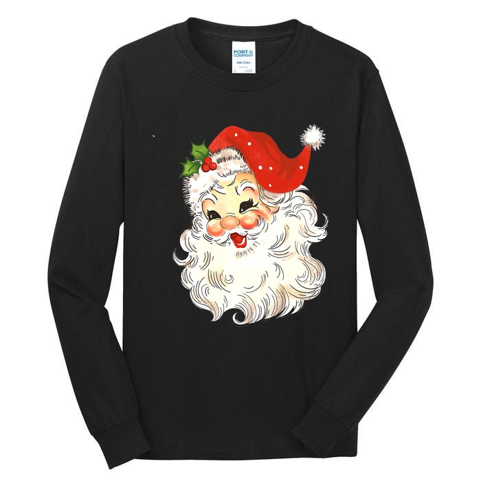 Vintage Christmas Santa Claus Face Old Fashioned Tall Long Sleeve T-Shirt